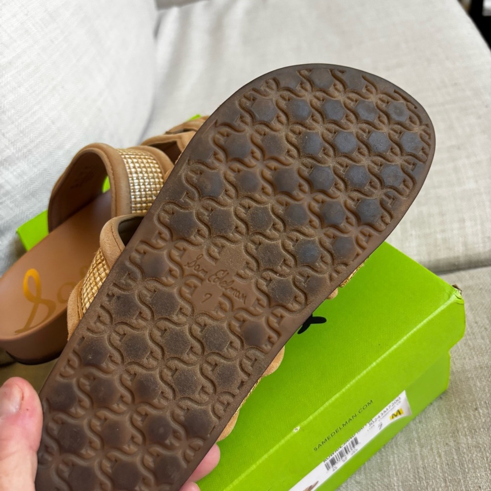 Sam Edelman Women's Rowan Sand Raffia Slide Sandal Size 7m - Picture 8 of 12